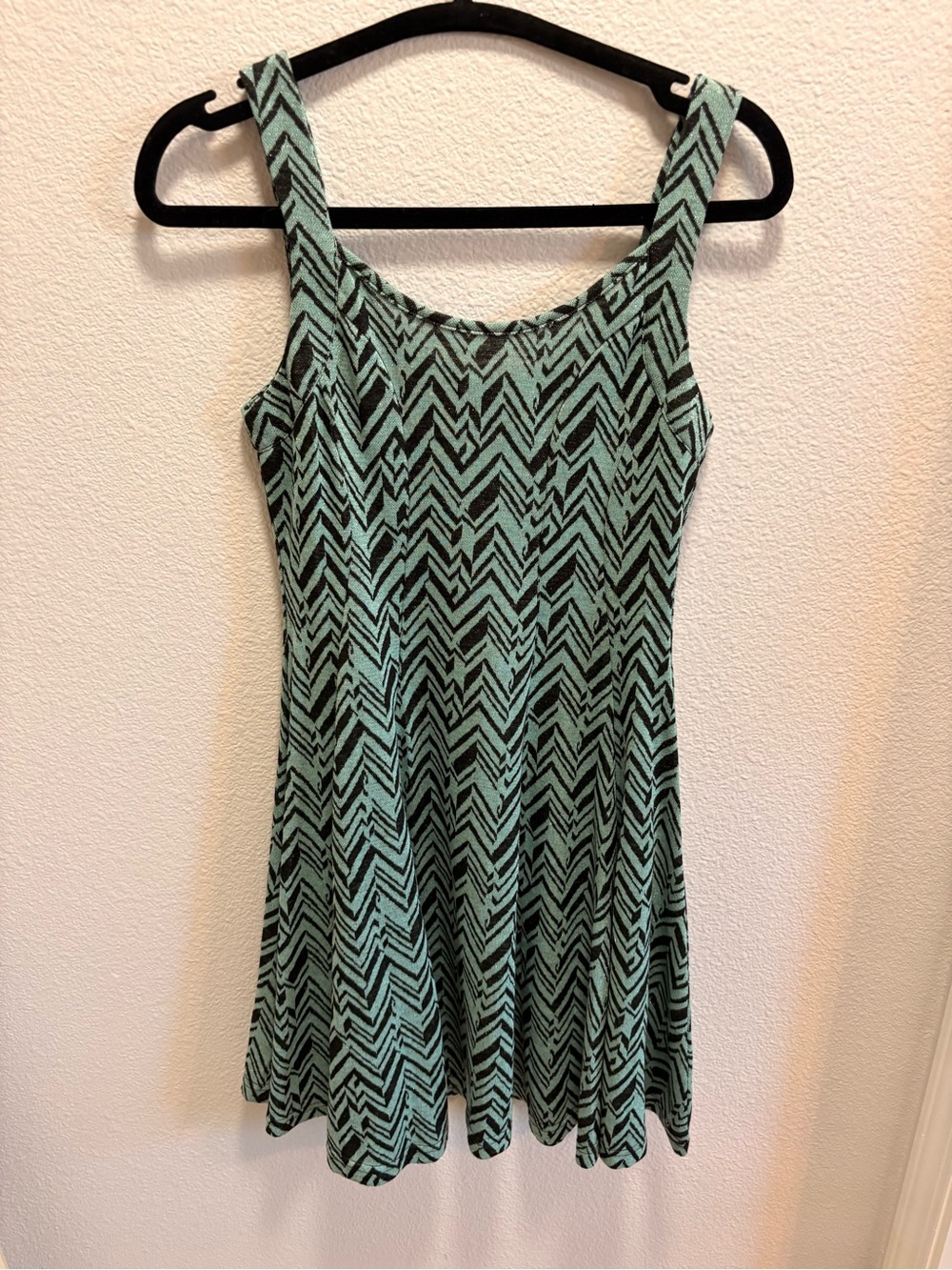 Ya Los Angeles Mint Green and Black Chevron Mini Dress